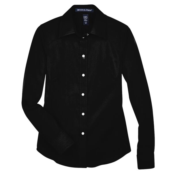 TMG -  Women's Solid Stretch Twill Woven Dress Shirt (Relaxed Fit) Thumbnail